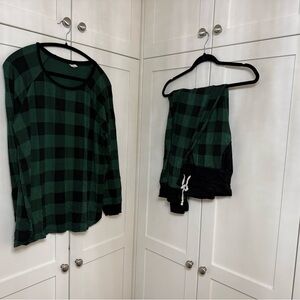 Plaid Green and Black Women's Bamboo Pajama Set by This is J